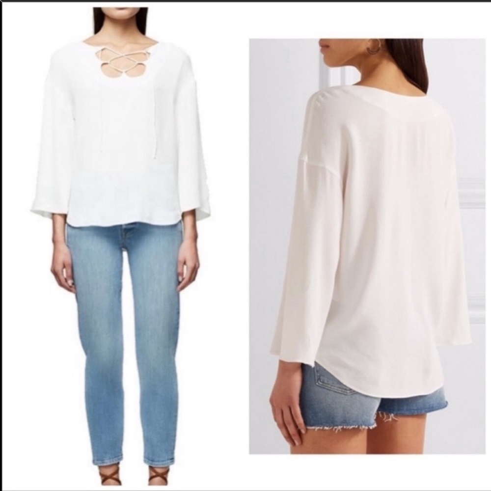 Frame Mirrored Lace Up Blouse sz XS
